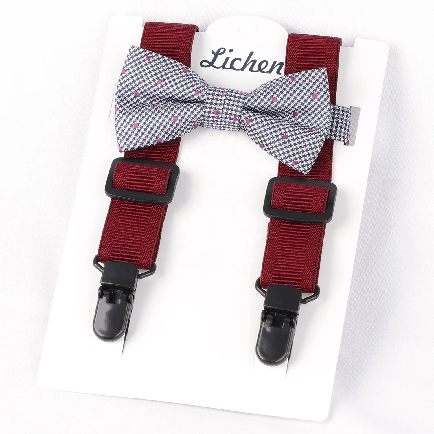 Suspenders Straps Bow Tie Set Adjustable Elastic Y Back Style Suspenders with Metal Clips and Bowtie