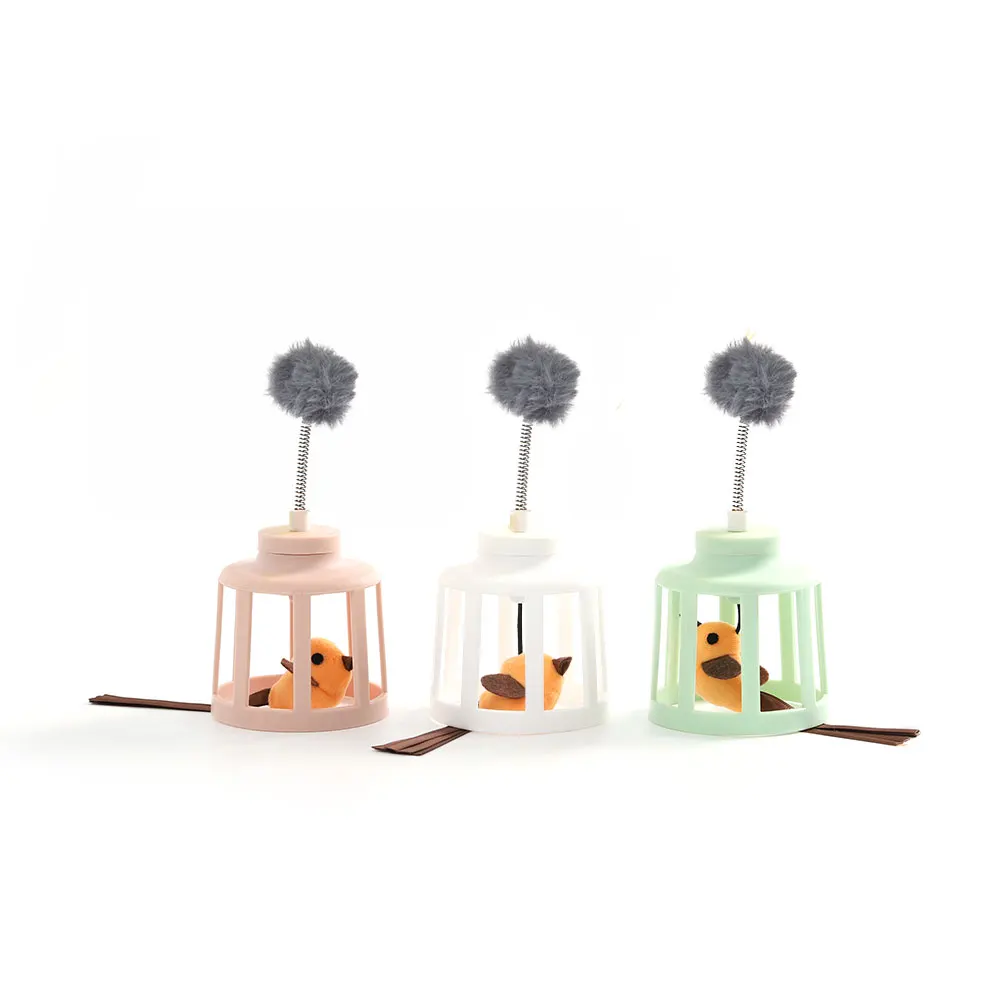 New Bird Cage Design Interactive Removable Feather Pet Toy Electric Sound Cat Toy With Bird Calls