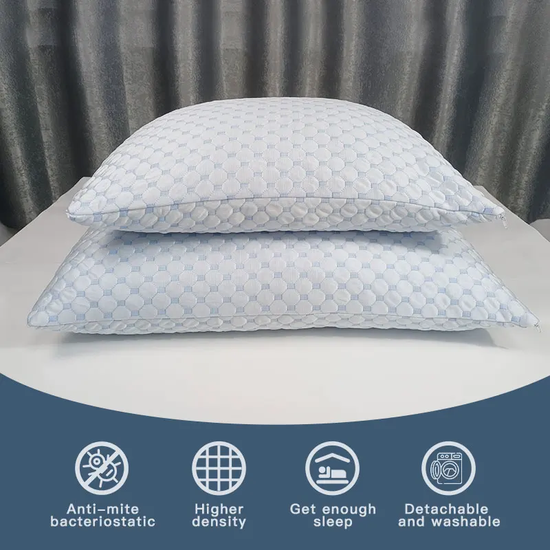 Bed Pillows for Sleeping Adjustable Shredded Foam Filling Cooling Pillow with Washable Removable Cover for Side  Queen Pillows