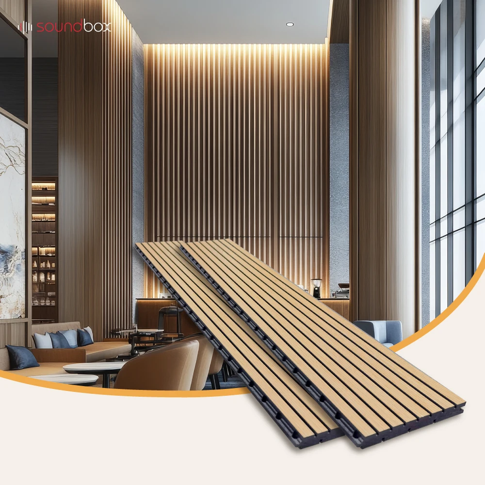 Soundbox akupanel wall panels soundproof 2400mm*600mm panels grooved acoustic for decoration interior