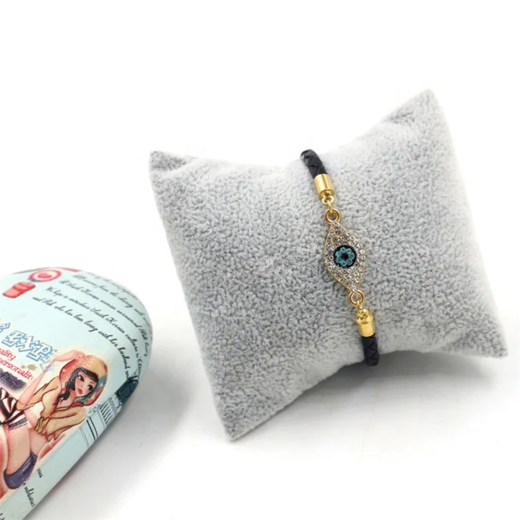 2021 Newest Jewelry Micro Pave Evils Eyes Palm Charm Adjustable Bracelets Braided Leather Couple Bracelet