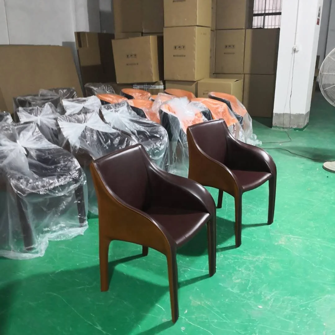 Modern simple dining room chair household dining chair personality fashion Nordic Italian saddle leather leisure chair back