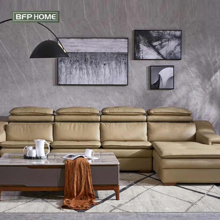 BFP Home Modern Style Functional Sofa Living Room Sofas Recliner Electric Adjustment Furniture Sets Leather L Shape Sofa Bed
