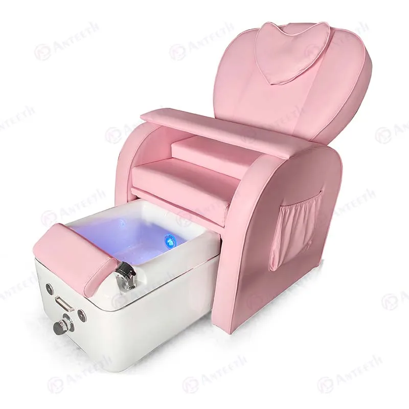 Reclining Nail Salon Furniture 1 Motor Foot Spa Massage Chair No Plumbing Luxury Pink Manicure Pedicure Chair