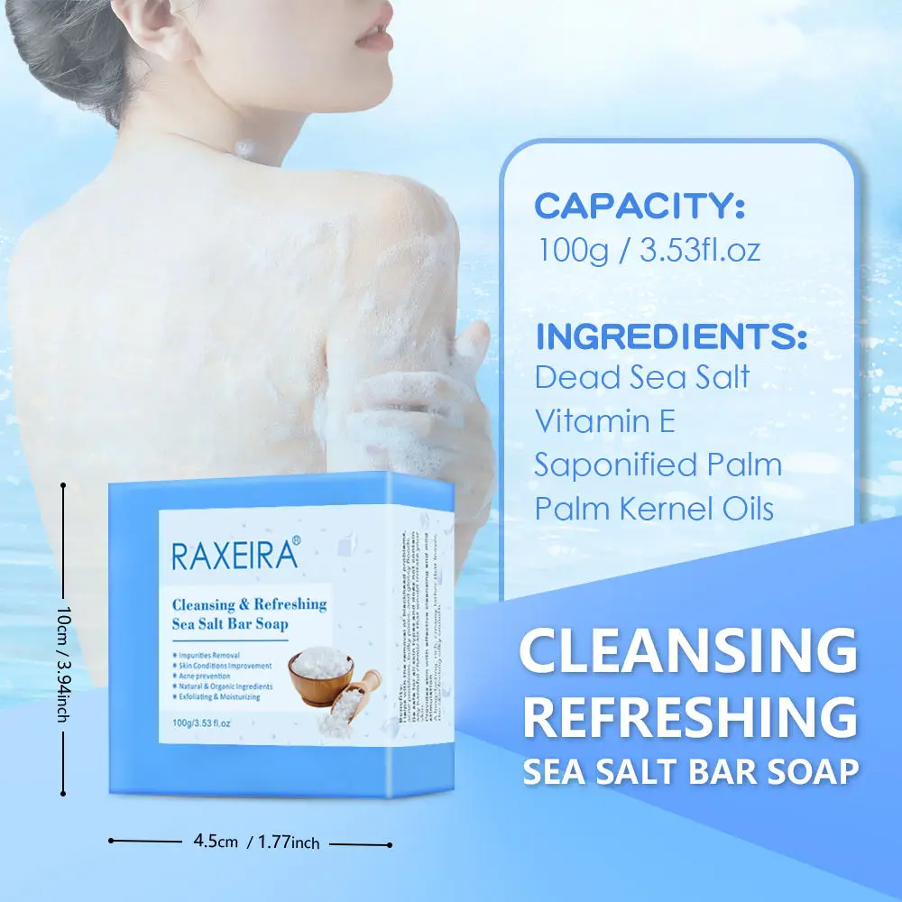 Organic Sea Salt Vitamin E Cleansing & Refreshing Whitening Moisturizing For Remove Skin Acne Cleansing Face Care Bar Soap