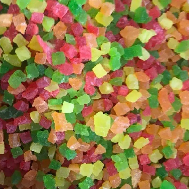 Hot Sale Mixed 4 Colors Delicious Candied Preserved Fruit Diced Dried Papaya