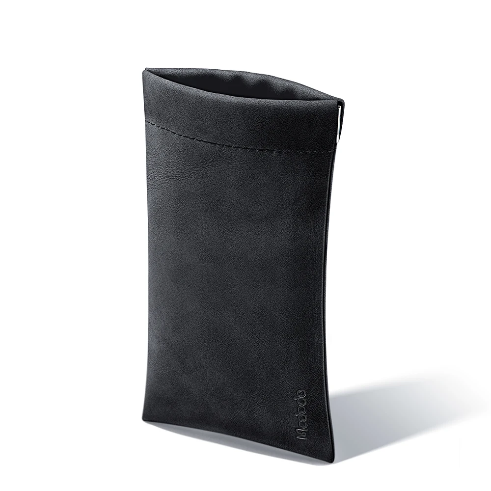 PU Leather Earphone Pouch with Snap Spring Closure for Carrying Store Splash Waterproof Cable Charger Card Headphone Storage Bag