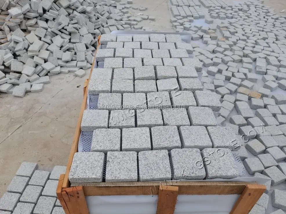 G603 100*100mm Granite Cobble Price Grey Cobblestone for Driveway Pavers