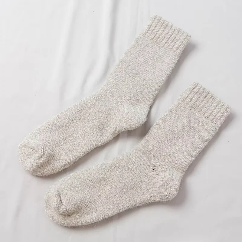 Wholesale Men Women Custom Logo Keep Warm Cotton Wool Socks Fashion Plain Color Socks