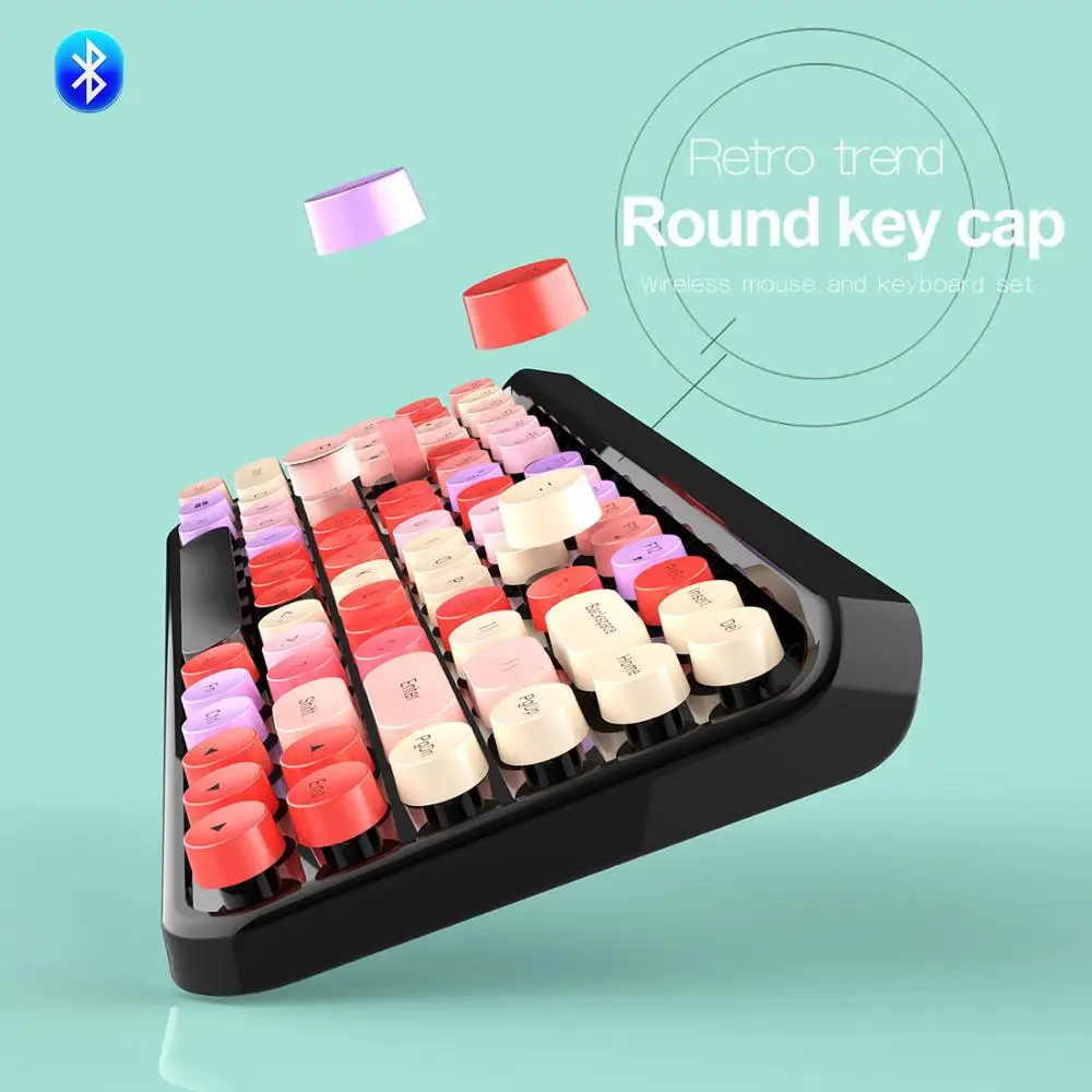 
Free Shipping Women Dot Colorful Lipstick Candy Mechanical Bluetooths Wireless Keyboard And Mouse for Laptop Desktop 