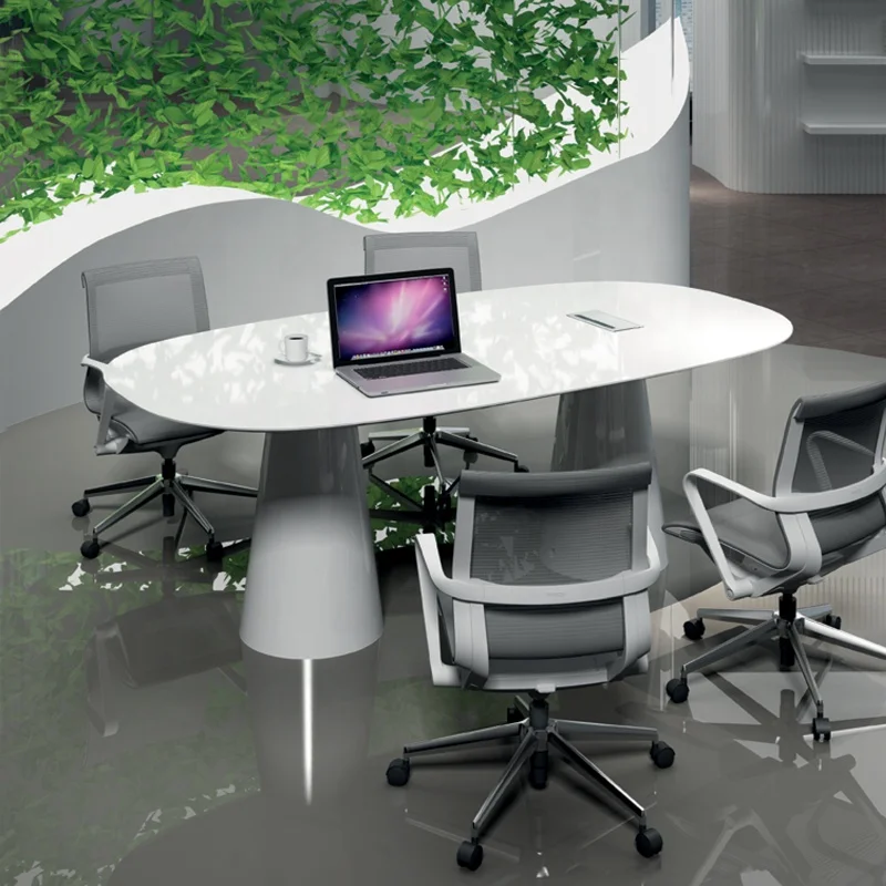 White Small Modern Design office Furniture Business meeting Room Table 4 8 people Luxury Customize Conference desk
