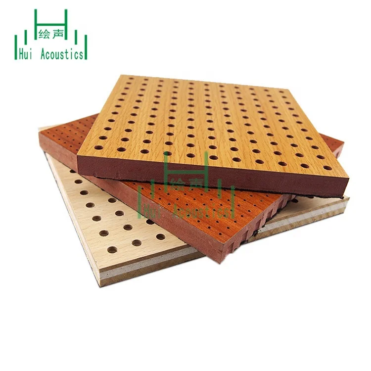 12Mm MDF Acoustic Board Soundproof Perforated Wall Panel Wood Wall Paneling Boards Perforated Sound Insulation Plate