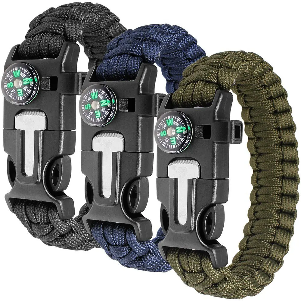 
High quality hand-made paracord survival bracelet with adjustable metal buckle 