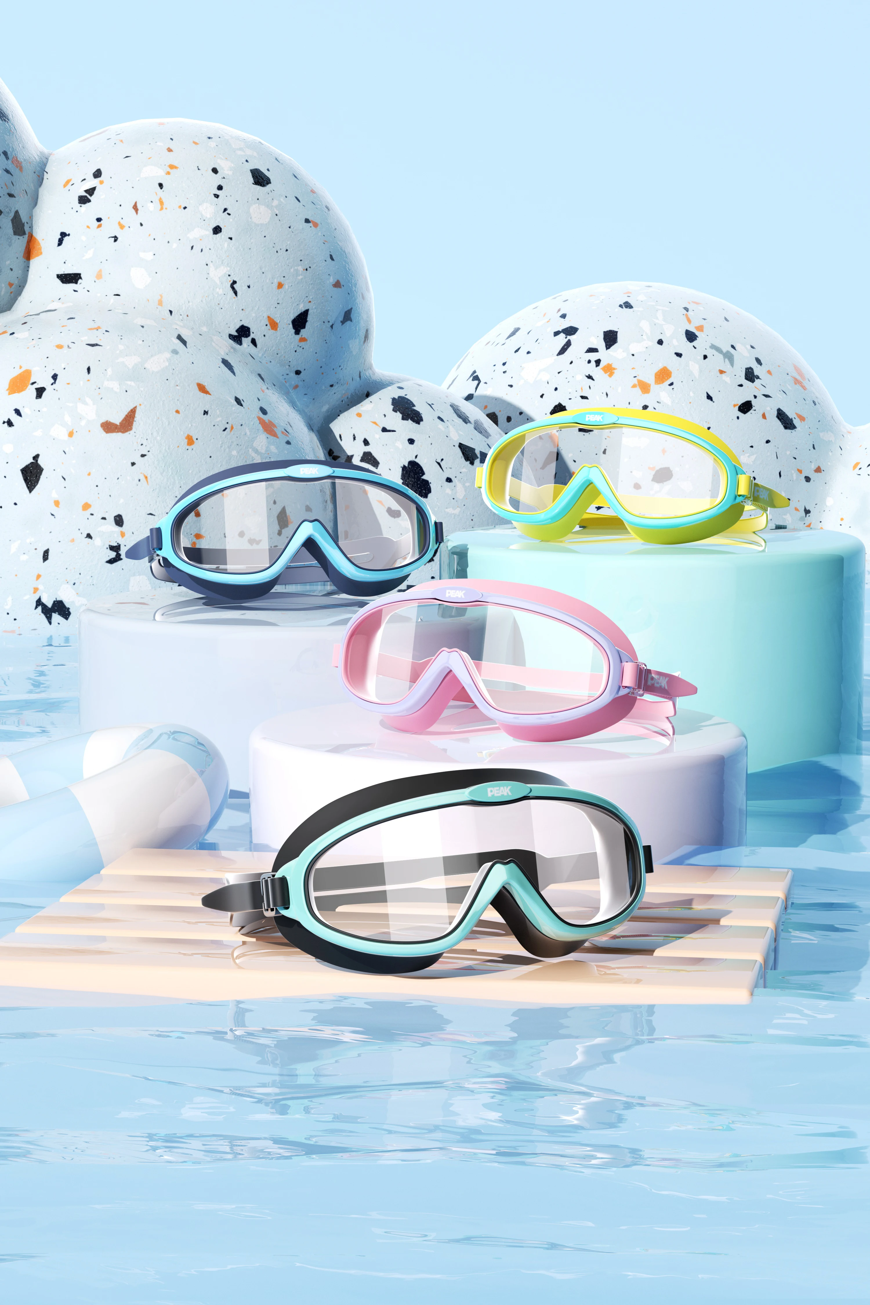 Kids Wide Vision  Swim Goggles Rainbow Coating Swimming Glass for Sports Anti-fog  No Leak Silicone Swim Goggle