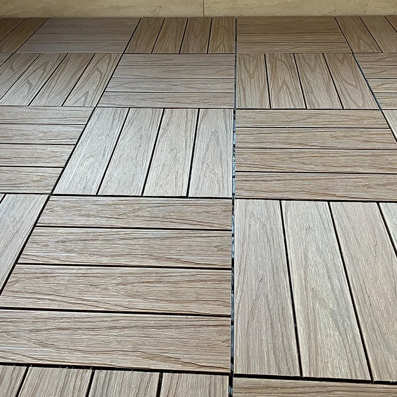 Eco-friendly waterproof WPC flooring tile garden patio balcony 3d deep embossed wood graink deck tile DIY composite