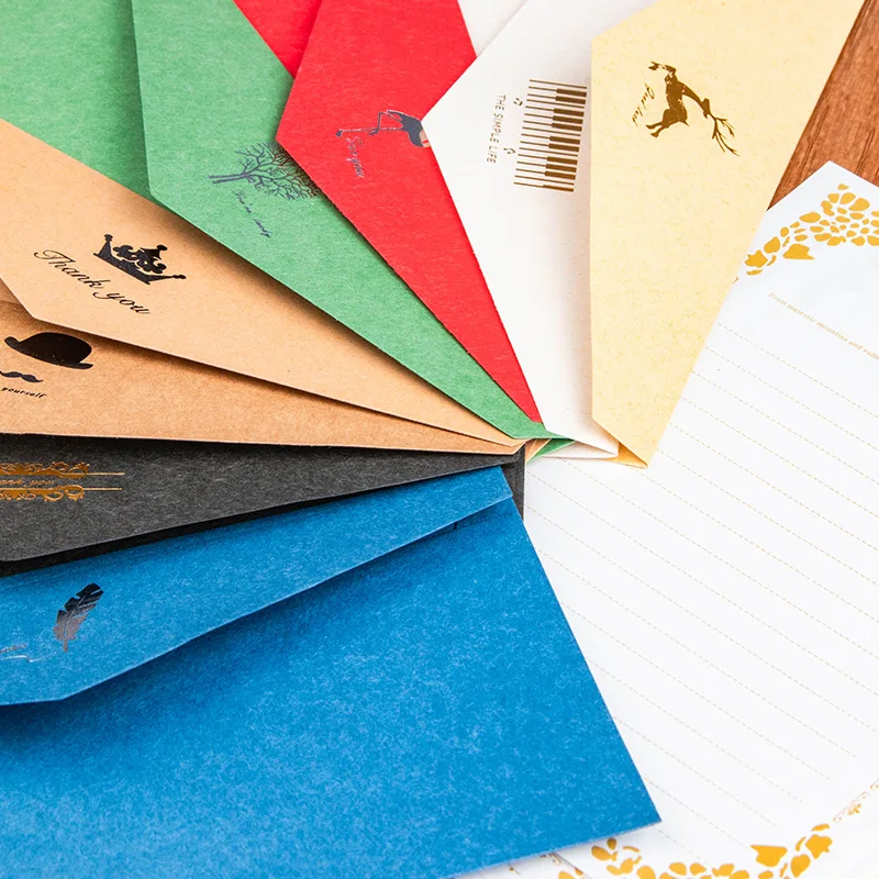 Custom logo jewelry packaging Vintage colored envelope letter set Paper Window Envelopes Wedding Invitation Gift Envelope