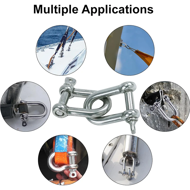Polished US Type Heavy Industry Stainless Steel 304/316 D Shackles 1/2 Diameter Bow Shackle Clevis Screw Collar Pin