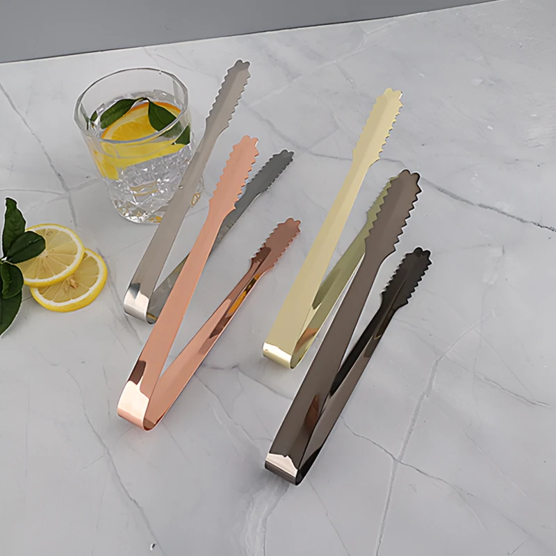 Factory Direct Stainless Steel BBQ Charcoal Engrave Ice Bread Tong Food Salad Server Ice Tongs