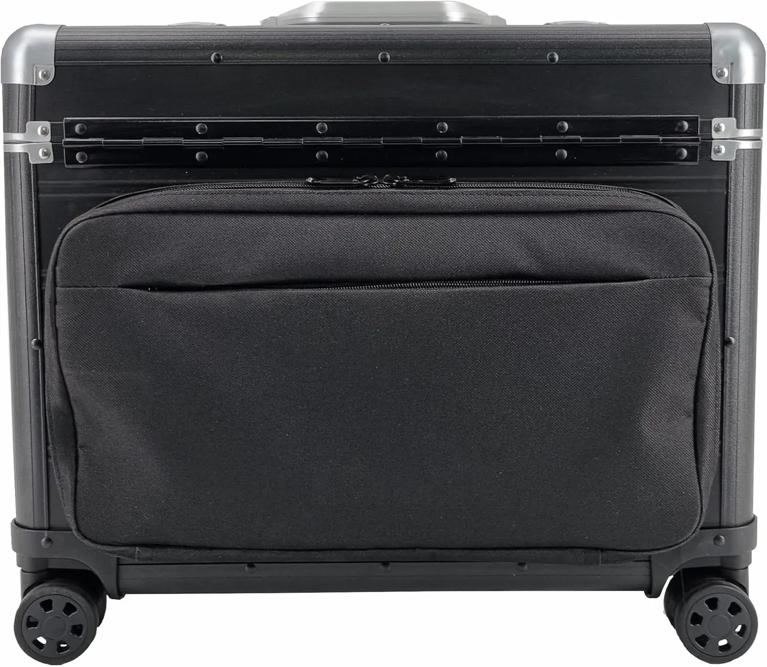 Large Trolley Aluminum Pilot case with front pocket with wheels