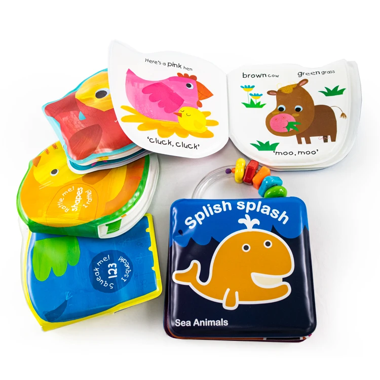 Baby Toddlers Bathing Waterproof Animals Pictures Bath Book Set With Box Packing