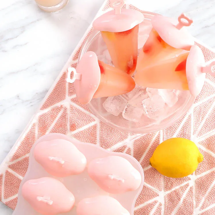 6 Piece Clear Reusable Ice Cream Maker Mould Tools Easy Release Silicone Ice Cream Popsicle Molds Tray