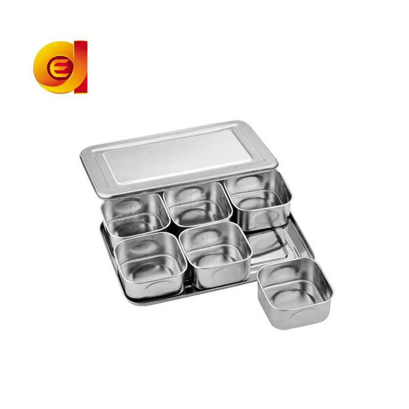 
Wholesale stainless steel seasoning boxes non-magnetic seasoning bottle 6 gridsItem name 