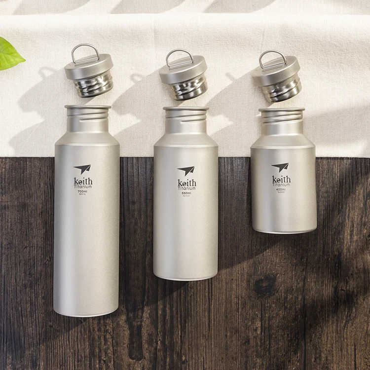 Eco-friendly Single Wall Water Bottle Light Weight Portable Drink bottle Pure Titanium Sport Bottle for Hiking Camping