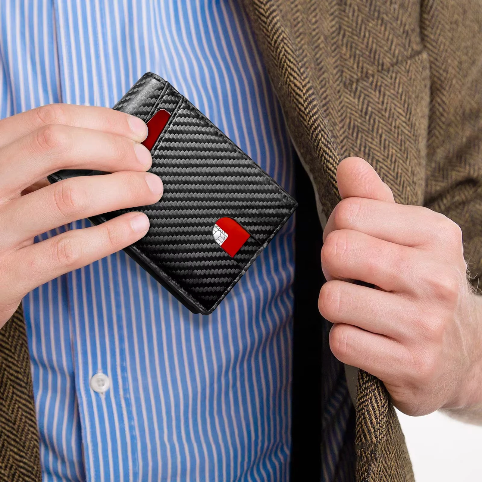 Vintage Crazy Horse Classic Brown Leather Wallet RFID Blocking Custom Slim Credit Card Holder Wallet For Man