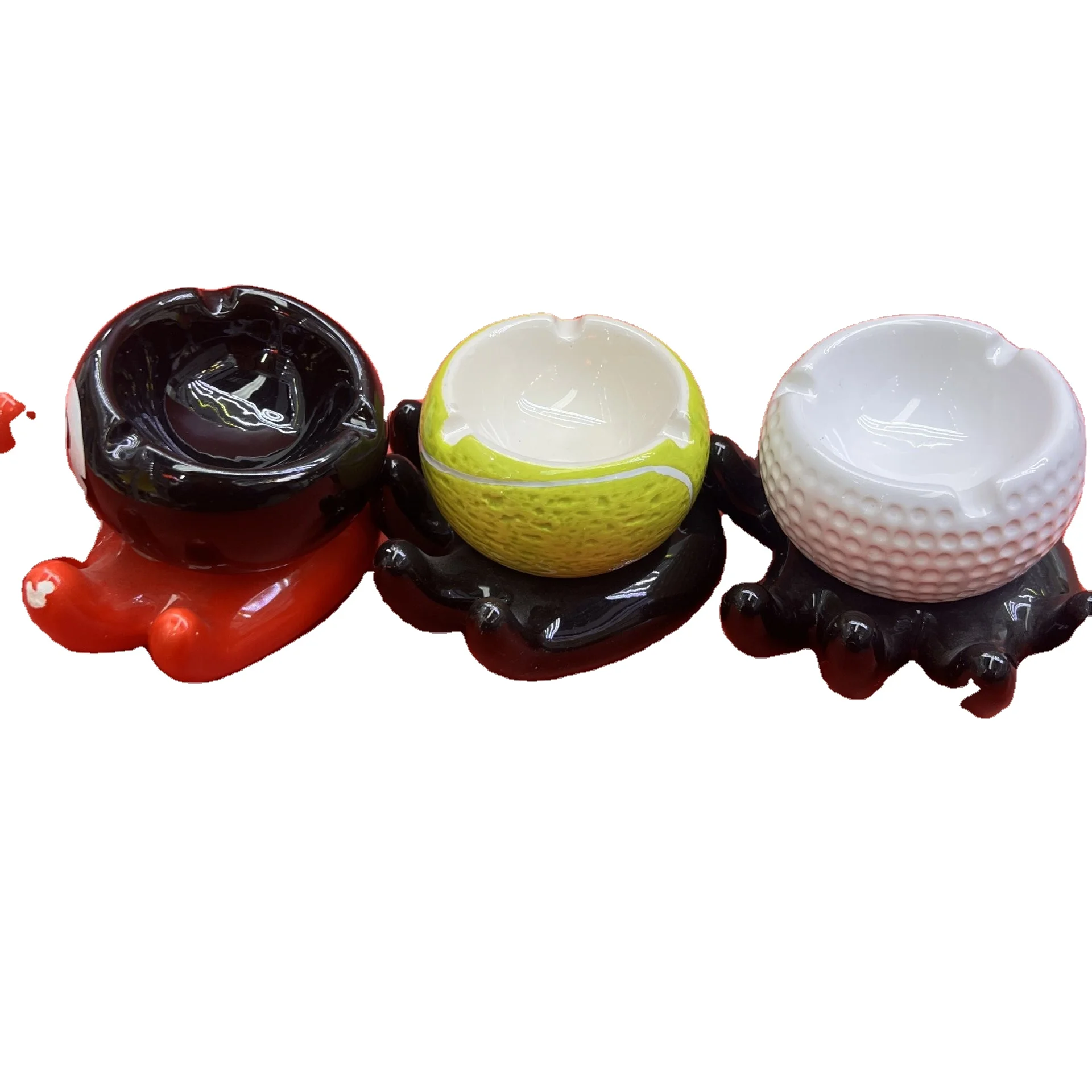 ATY121 Creative Number 8 Billiard Golf Tennis Ball Shape Ceramic Ashtray