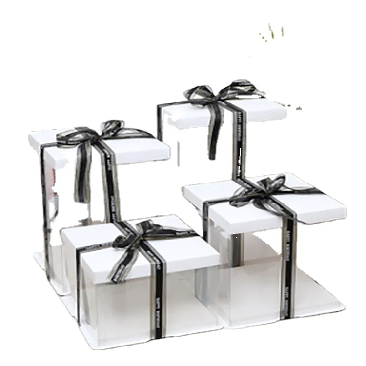 Custom Transparent PET Plastic Birthday Cake Box Blister Processed Folder Type Packaging Cakes Crafts Industrial Birthday Gifts