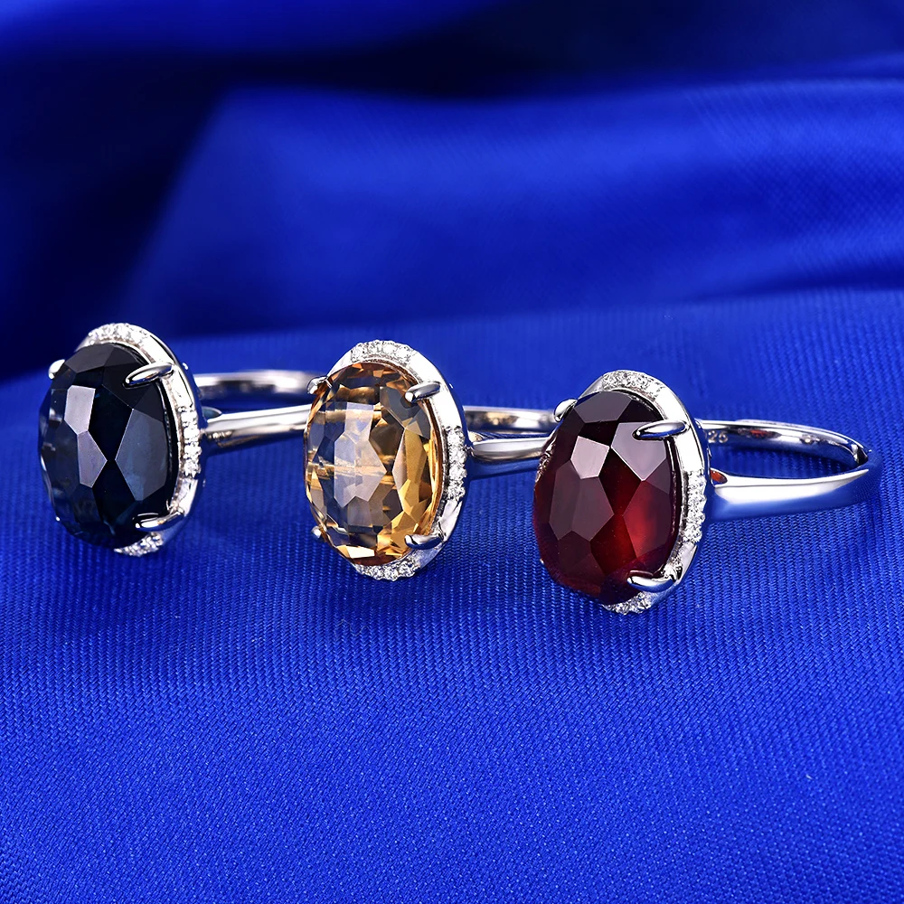 TL-B007 Factory sale new fashion 925 sterling silver three colours topaz gemstone jewelry women engagement fantasy rings