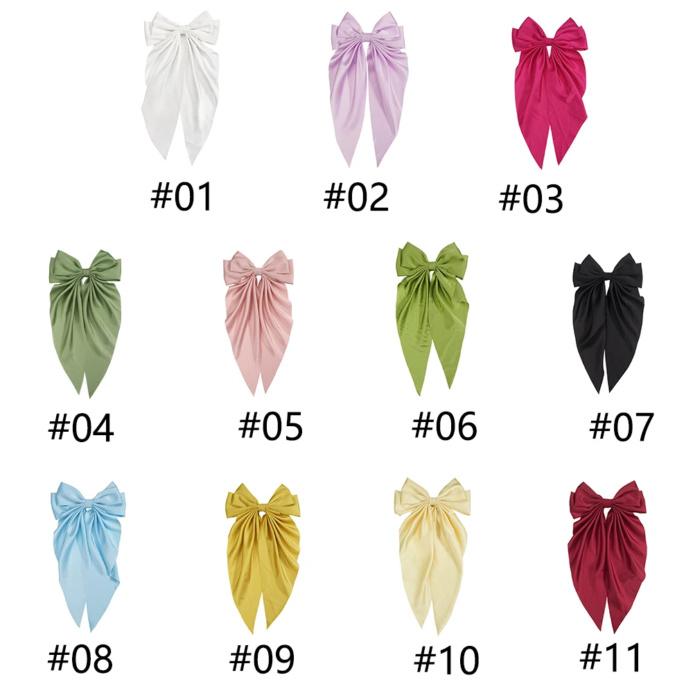 Wholesale Bow Smooth Satin Girl Hair Accessory Multicolour Cute Hair Claws Elegance Clips Solid Color Sweet Butterfly Hair Clip