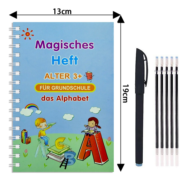 Children Magic Ink Reusable 3D Groove Deutsch German Copybook Calligraphy Book For Beginners