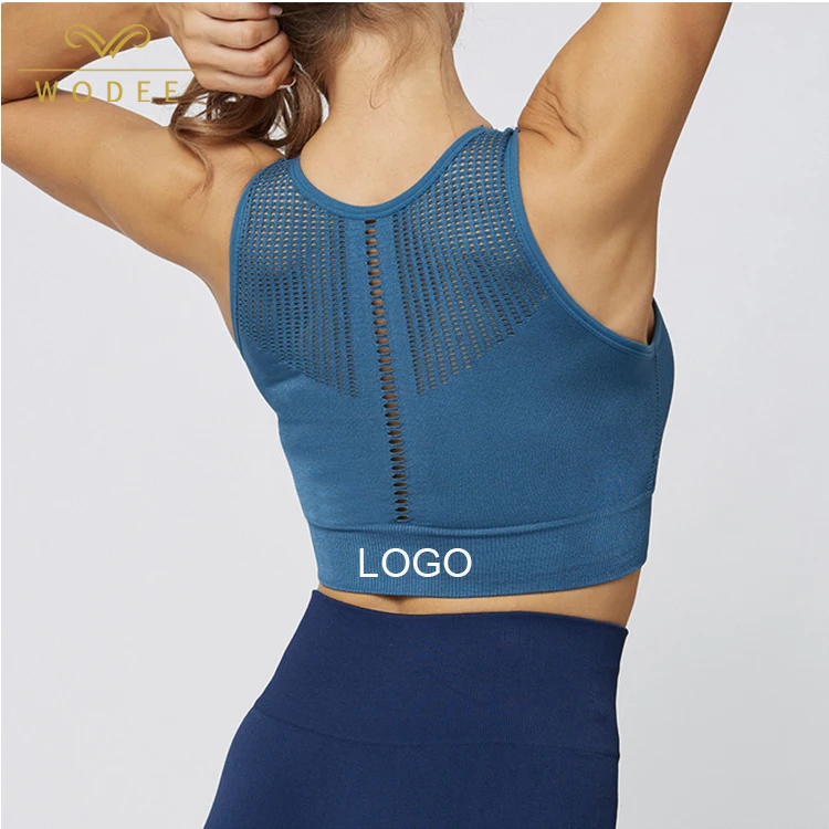 Wholesale yoga wear longline sports bra top women seamless sport bra