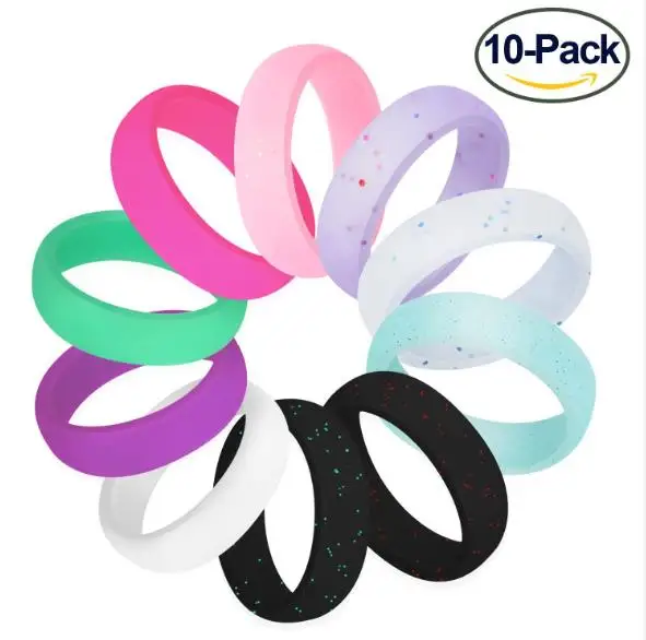 10pack hot selling silicone jewelry ring  women wedding ring sets
