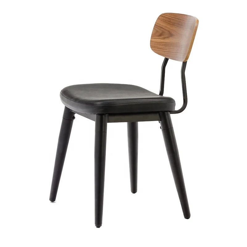 Wholesale Manufactures modern restaurant furniture sillas cheap metal dining chair with Upholstered seat and wood backrest