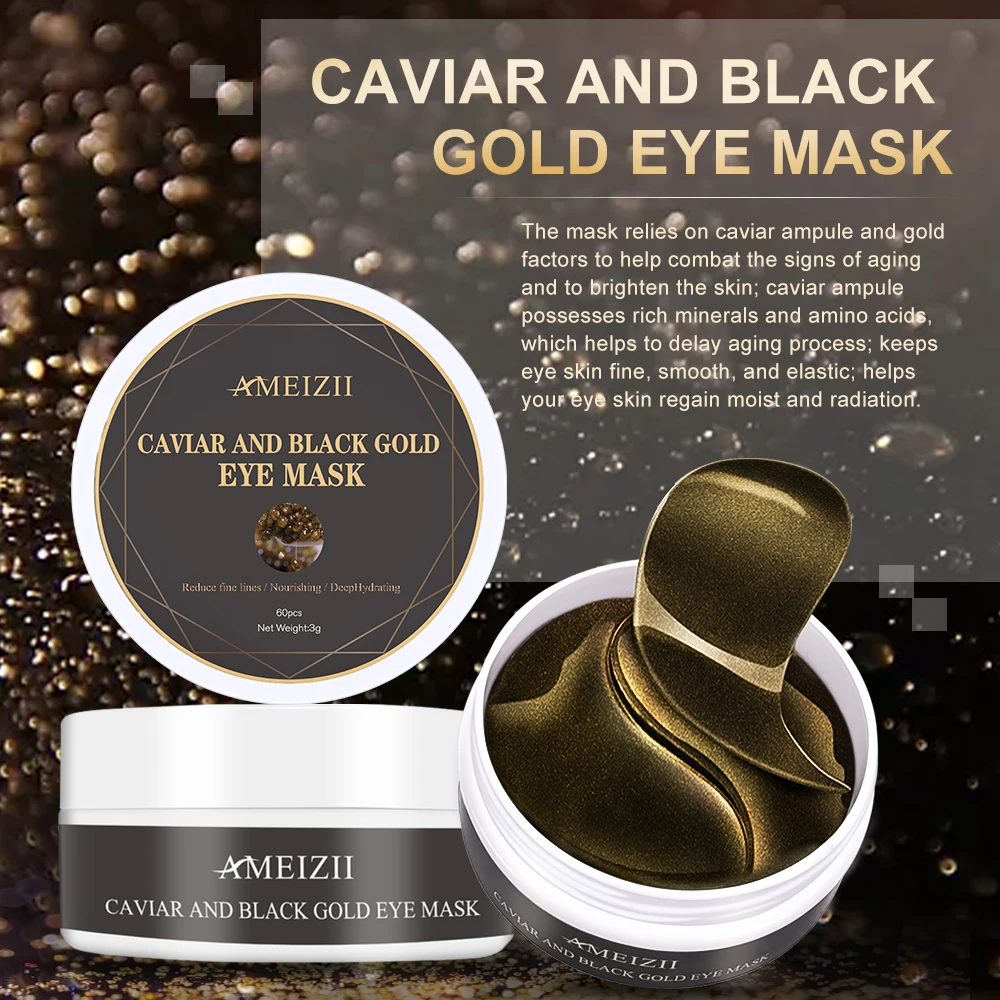 Black Caviar Eye Mask Hydrogel Eye Patch Collagen Anti Wrinkle Dark Circles Remover Parche Ojo Eyemask Sleep Eyepatch