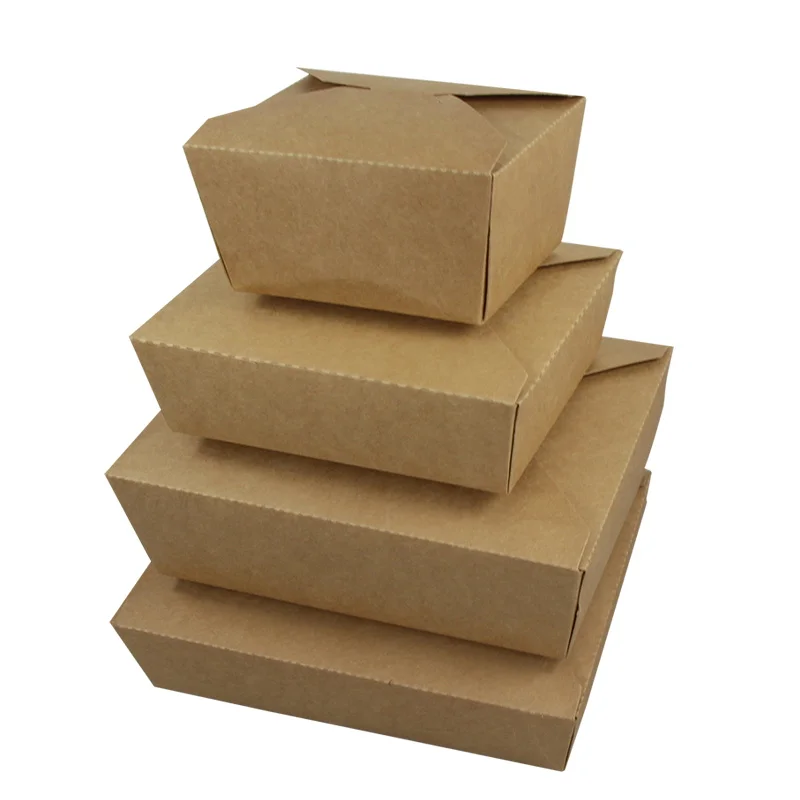 Custom kraft paper chicken noodle togo container packing disposable take away lunch chinese food packaging box for restaurant