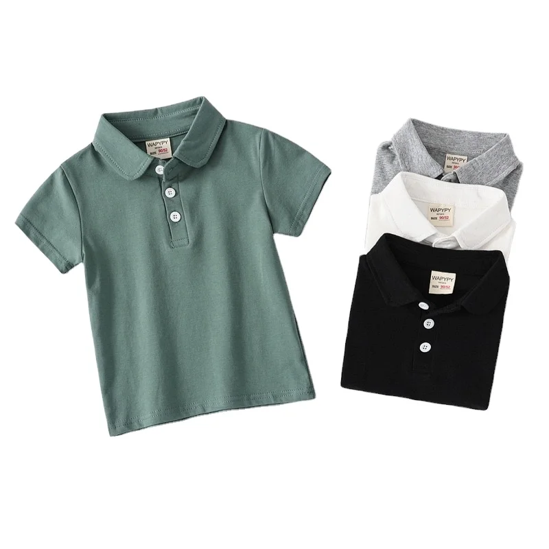 short sleeve school polo shirts for 3-4 years old baby boy Summer Casual Style plaid 100% Cotton polo t shirt kids boy