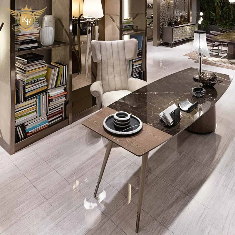 High end creative design luxury home office marble executive office desk ceo manager table with adjustable drawers