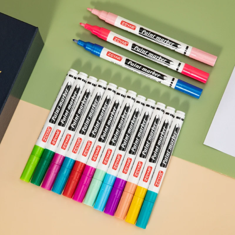 Customized ZEYAR Paint Marker Extra Fine Point Oil Based Ink Works on Rock, Wood, Glass, Metal, Ceramic and more 60 Colors