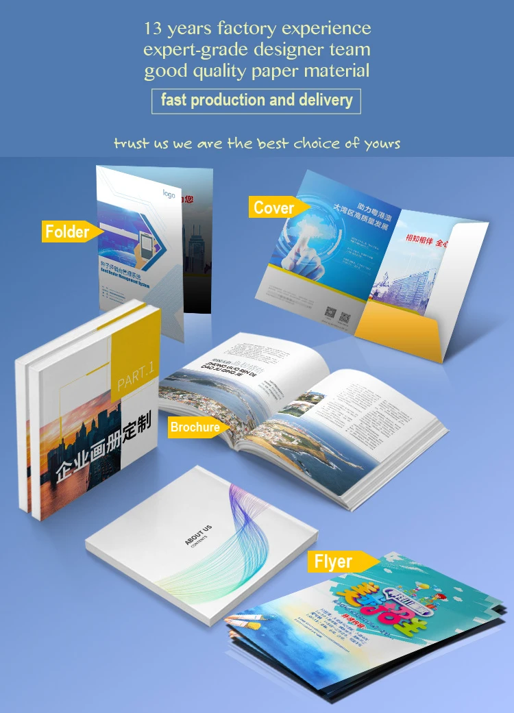 Low MOQ Custom Book booklet Catalog brochure product manual folder flyer printing design