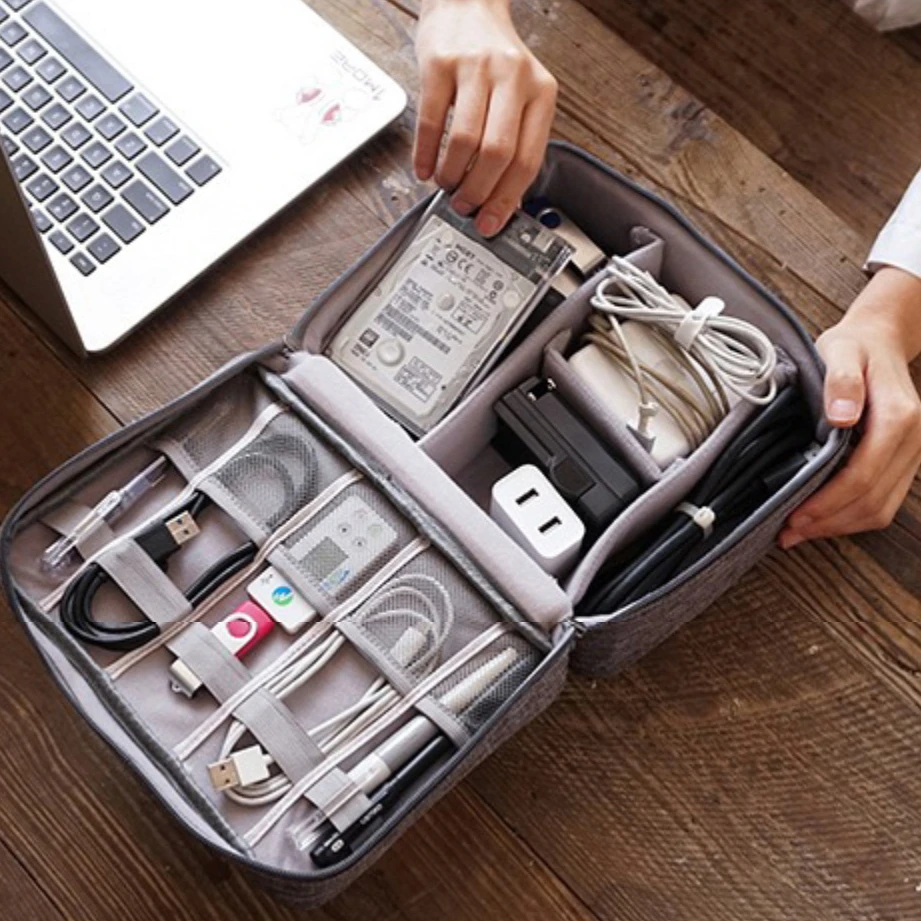 Custom New Electronic Accessories Cable Organizer Bag Digital Gadget Travel Organizer USB Cable Storage Case Bag