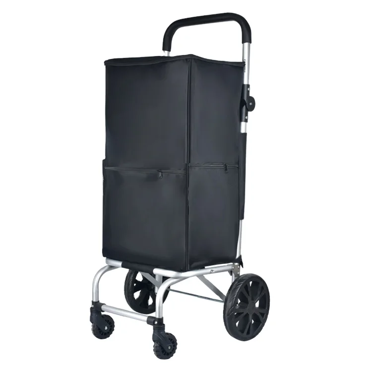 Multifunctional Popular Black Shopping Grocery Foldable Cart Large Reusable Trolley Shopping Bag