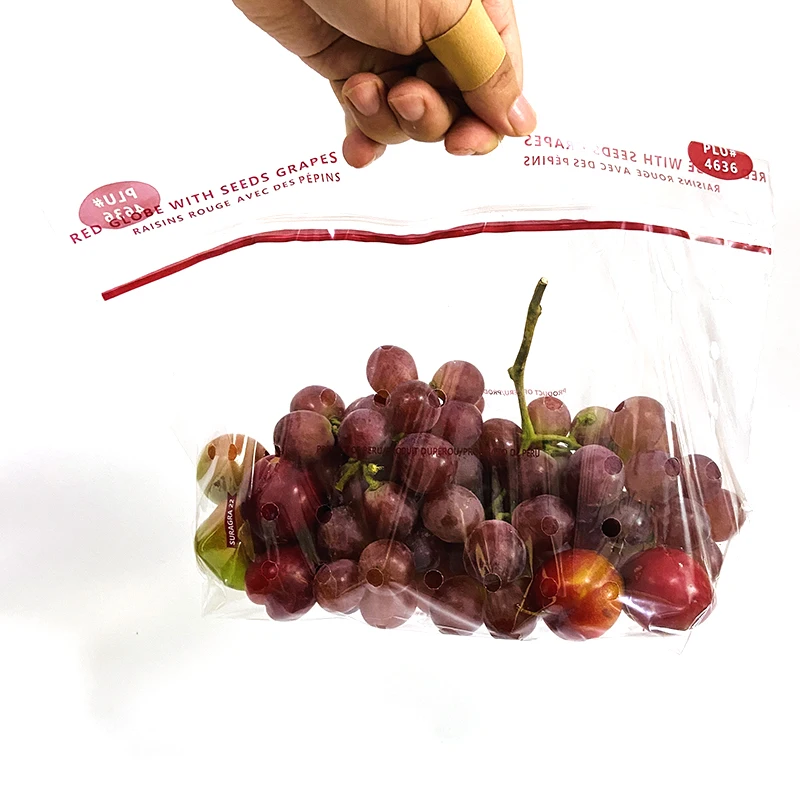 Resealable cherry grape bunch cover plastic pouch wrapping bag grapes 4023 fruit stand up plastic fresh-keeping bag