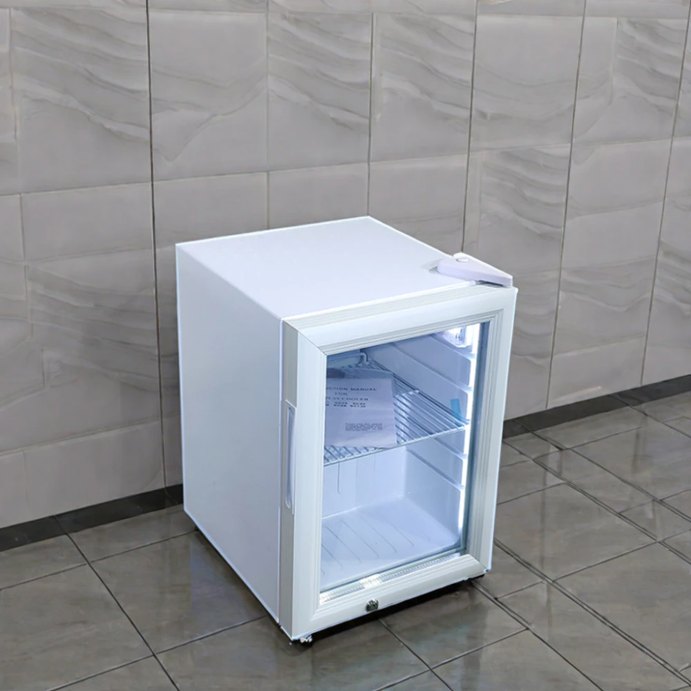 Meisda SC21 counter top commercial display fridge 21L portable mini bar cooler with brand sticker glass door