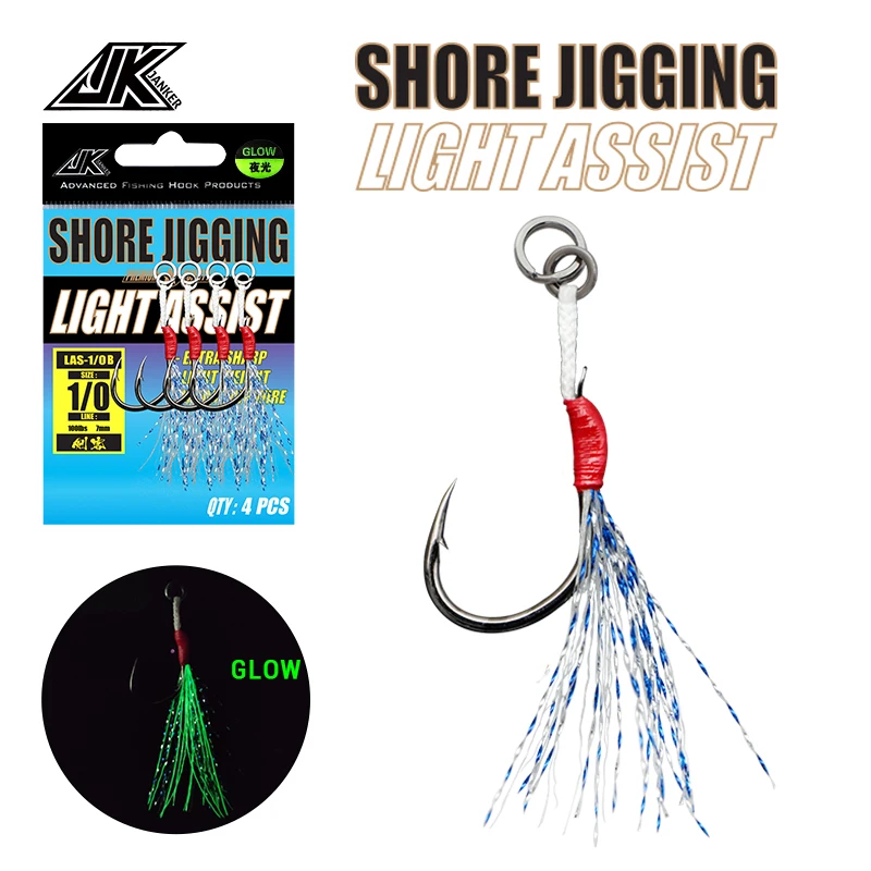 JK 2024 High Quality Shore Jigging Light Assist Hook Made Of High Carbon Steel Fishing Hook Very Sharp Hook Tip For Saltwater