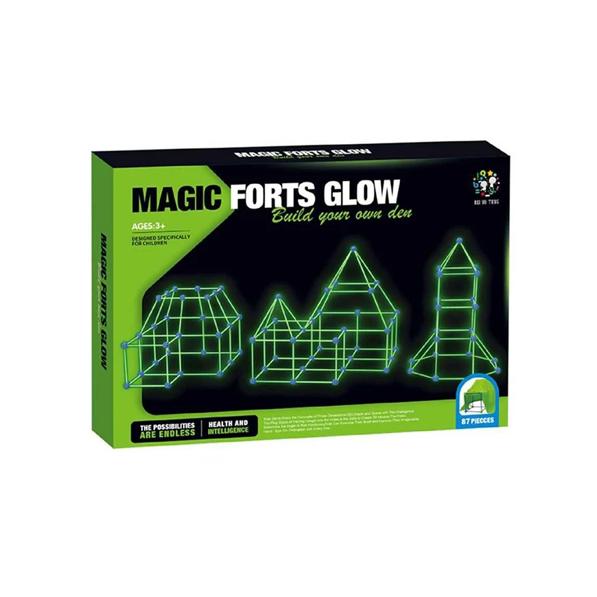 DIY Educational Toys STEM Kids Magic Castles Construction Tent Ball Blocks Glow In The Dark Fort Building Kit