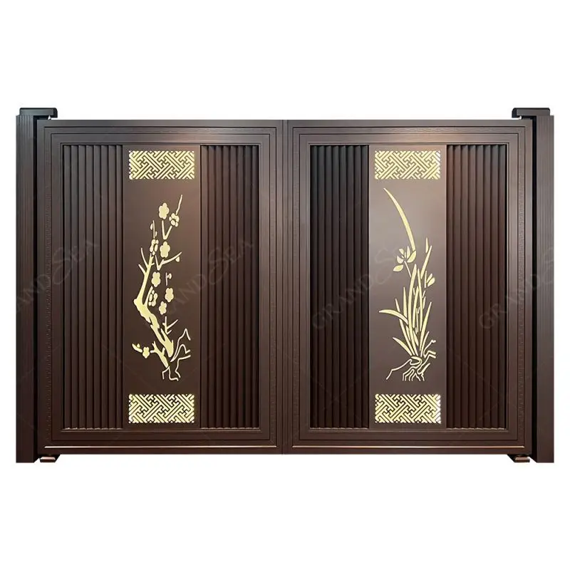 aluminum alloy gate electric open main gate garden gates smart aluminum double brown gate