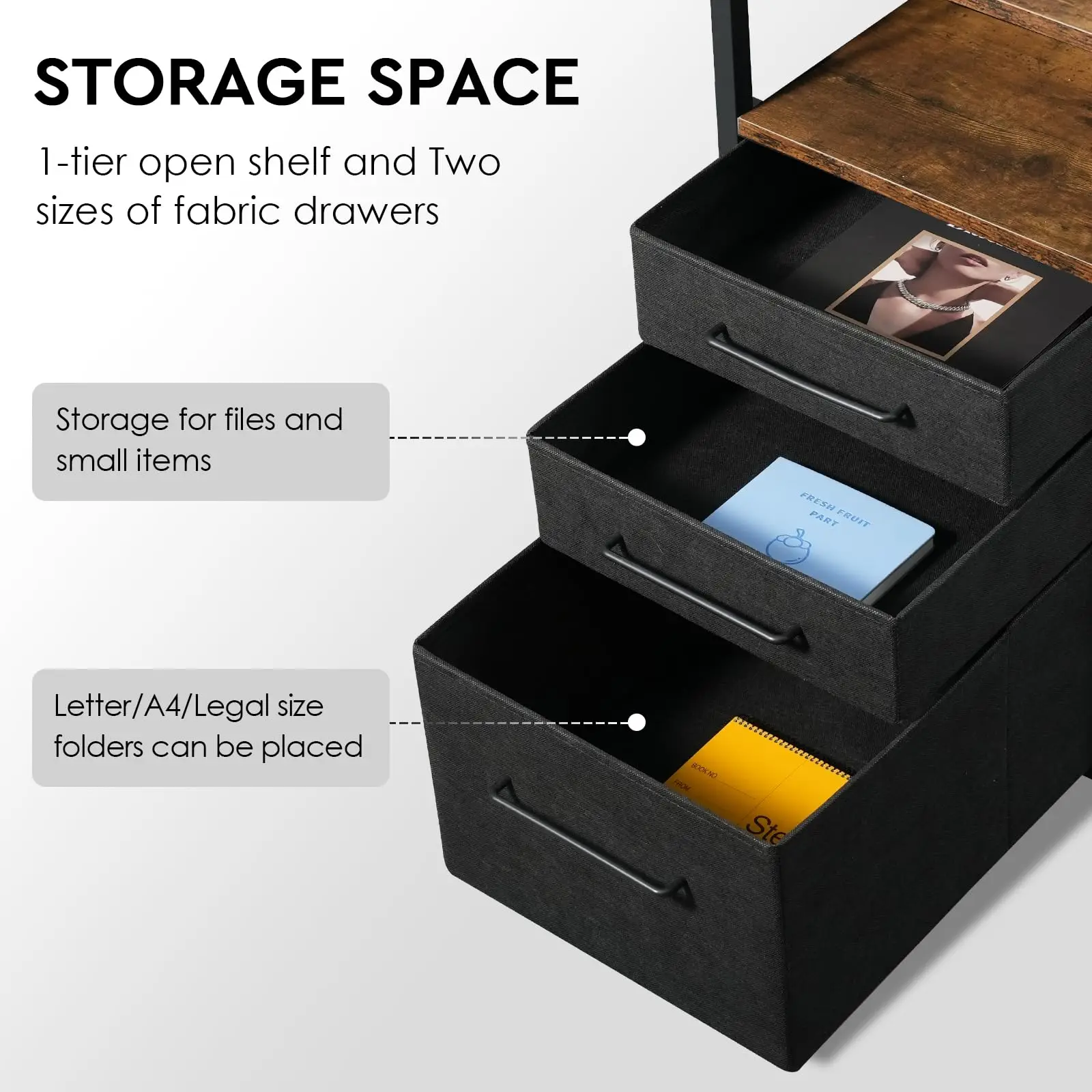 Small Desk with Drawers 40 inch Desk with Drawers and Shelves Computer Computer Desk with Storage
